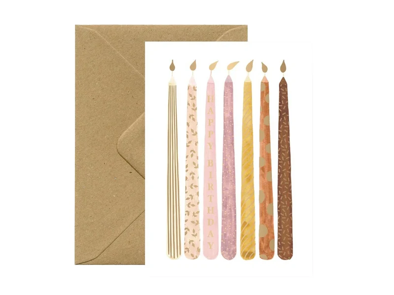 Carte d'anniversaire aquarelle & dorure - Candles - ATWS