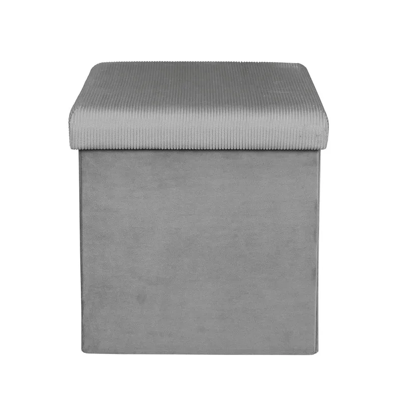COFFRE POUF PLIABLE VELOURS COTELE GIULIA GRIS