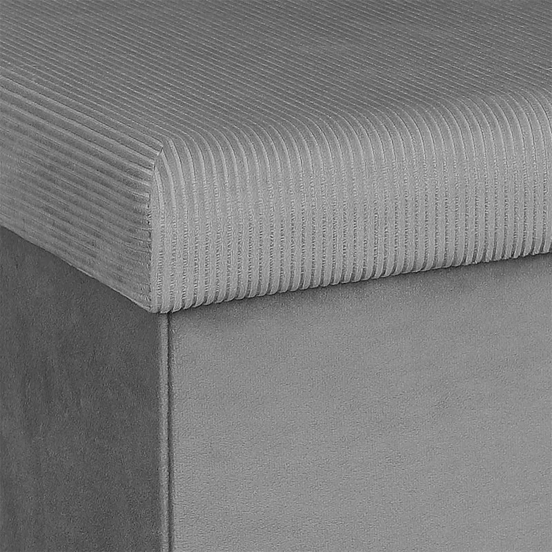 COFFRE POUF PLIABLE VELOURS COTELE GIULIA GRIS