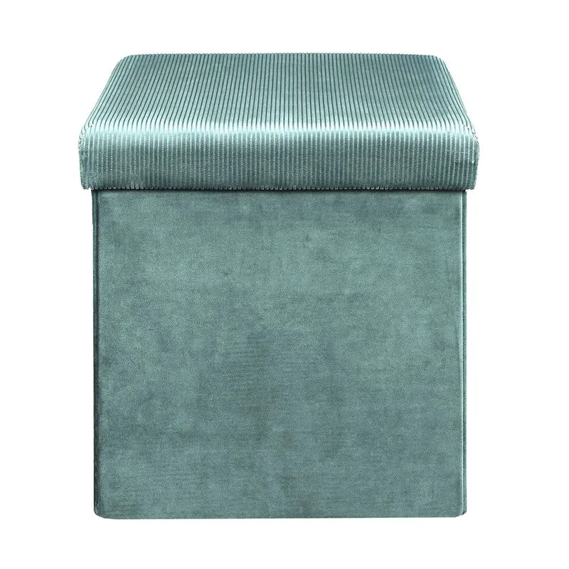 COFFRE POUF PLIABLE VELOURS COTELE GIULIA BLEU