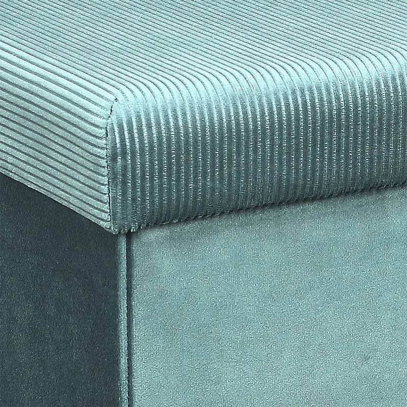 COFFRE POUF PLIABLE VELOURS COTELE GIULIA BLEU