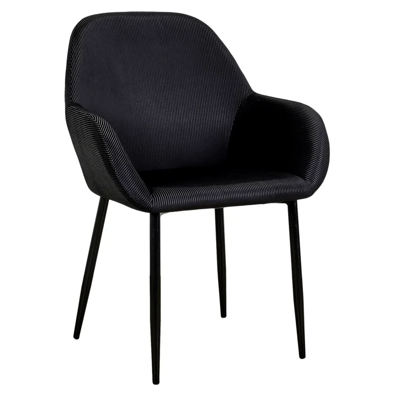 FAUTEUIL GIULIA NOIR VELOURS COTELE - Lot de 2