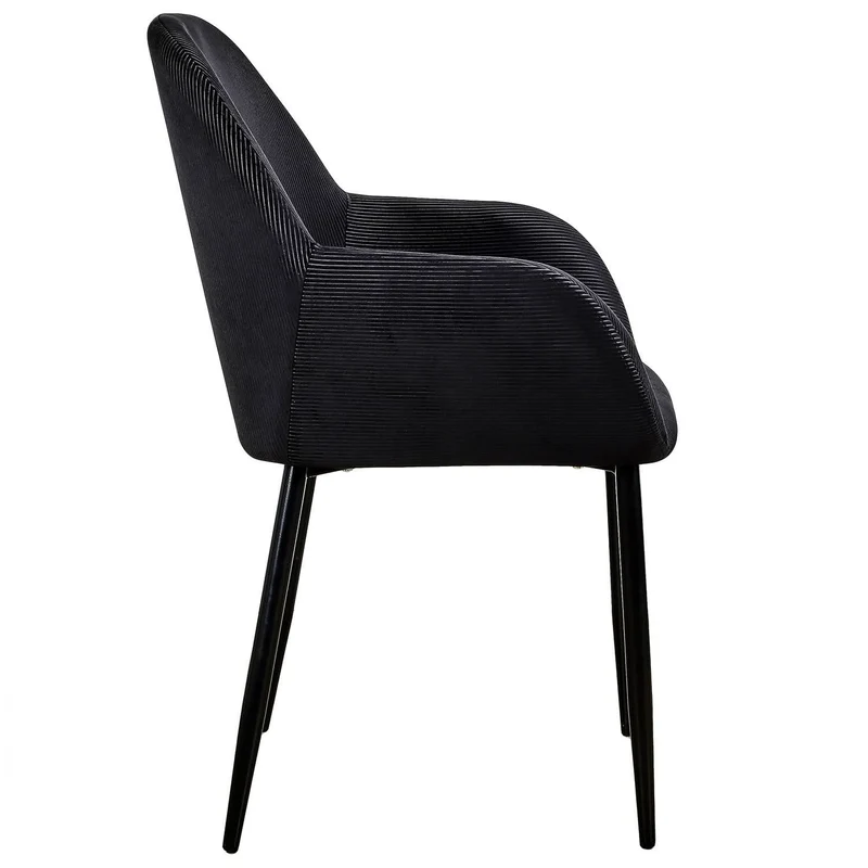 FAUTEUIL GIULIA NOIR VELOURS COTELE - Lot de 2