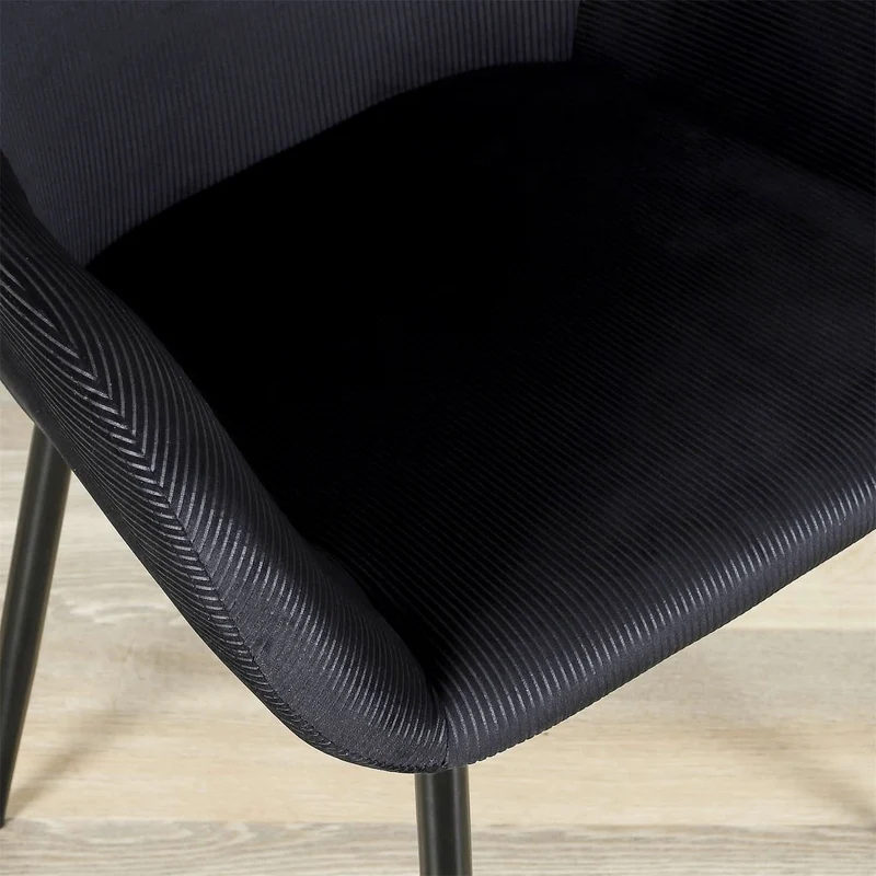 FAUTEUIL GIULIA NOIR VELOURS COTELE - Lot de 2
