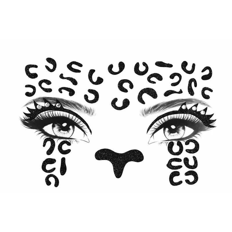 Leopard Face Art Crystal Stickers, 1 Count