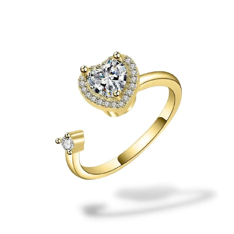 Bague rotative cœur ornementée