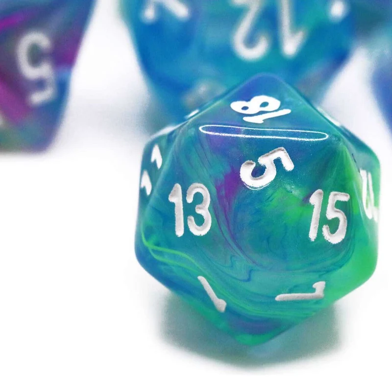 Festive: Mini-Polyhedral Waterlily/white 7-Die set