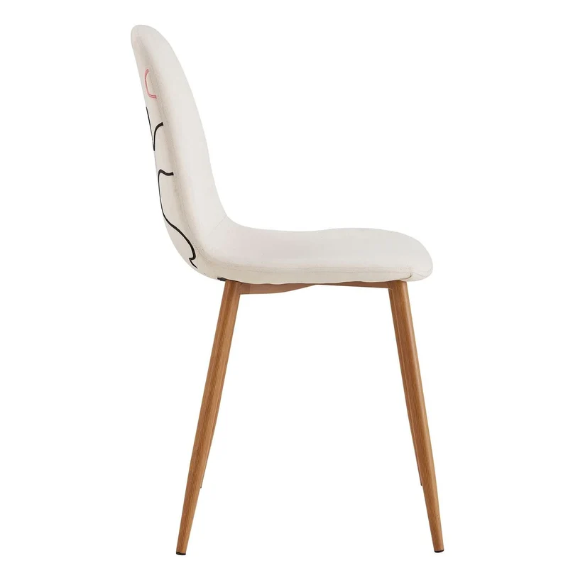 CHAISE POESIE PIEDS METAL IMITATION BOIS - Lot de 4