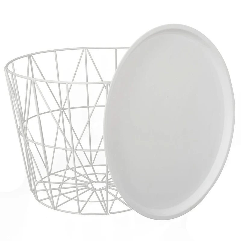 TABLE FILAIRE METAL BLANC DIAMETRE 50CM