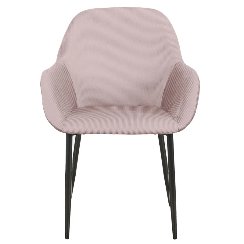 FAUTEUIL GIULIA ROSE VELOURS COTELE - Lot de 2