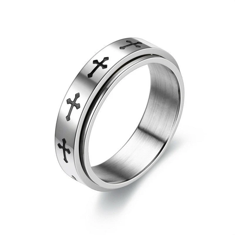 Bague anti-stress Croix tournoyante