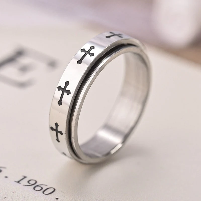 Bague anti-stress Croix tournoyante