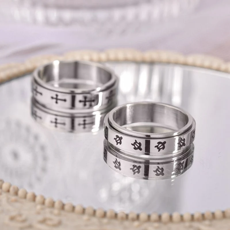 Bague anti-stress Croix tournoyante