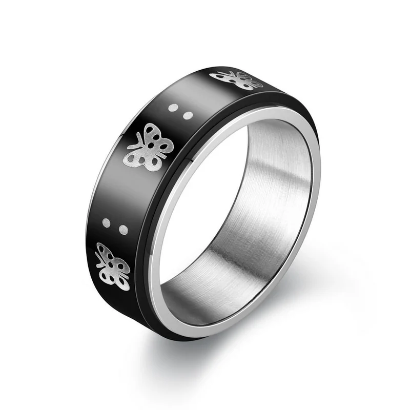 Bague anti-stress Papillon tournant
