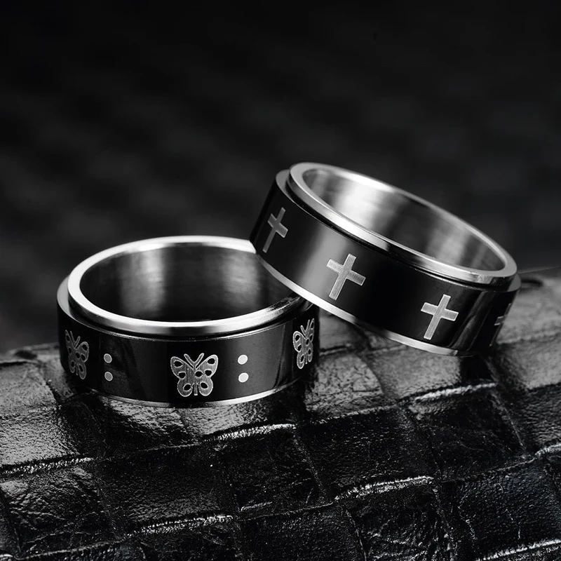 Bague anti-stress Papillon tournant