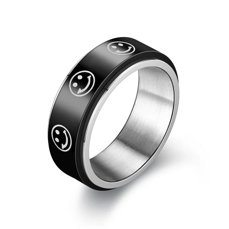 Bague anti-stress noire tournante