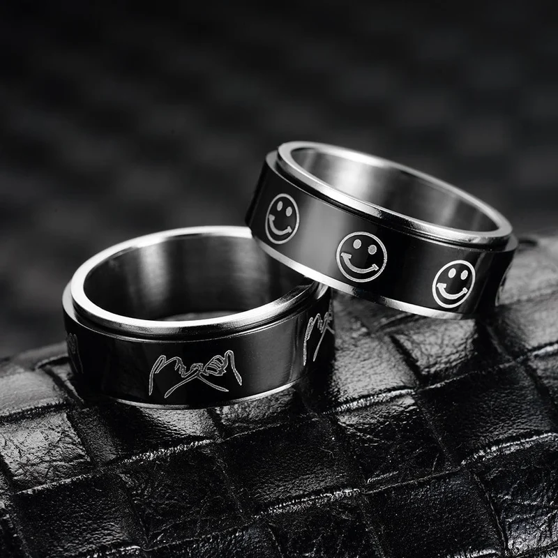 Bague anti-stress noire tournante