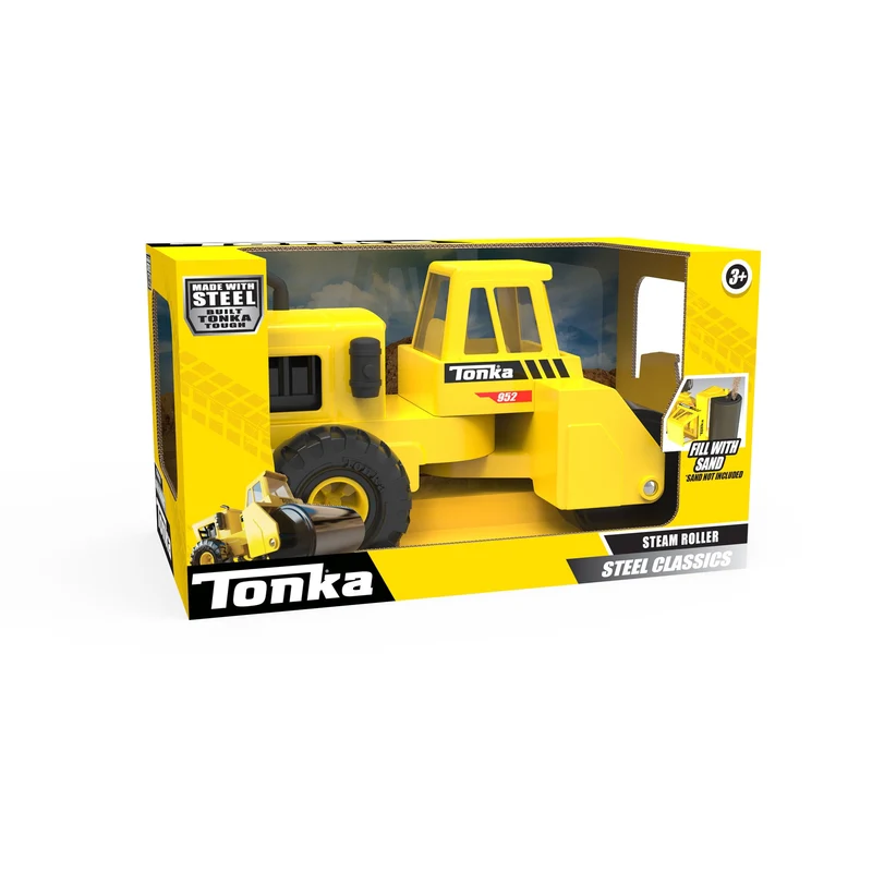 Tonka Steel Classics Steam Roller Toy with Fillable Steel Drum
