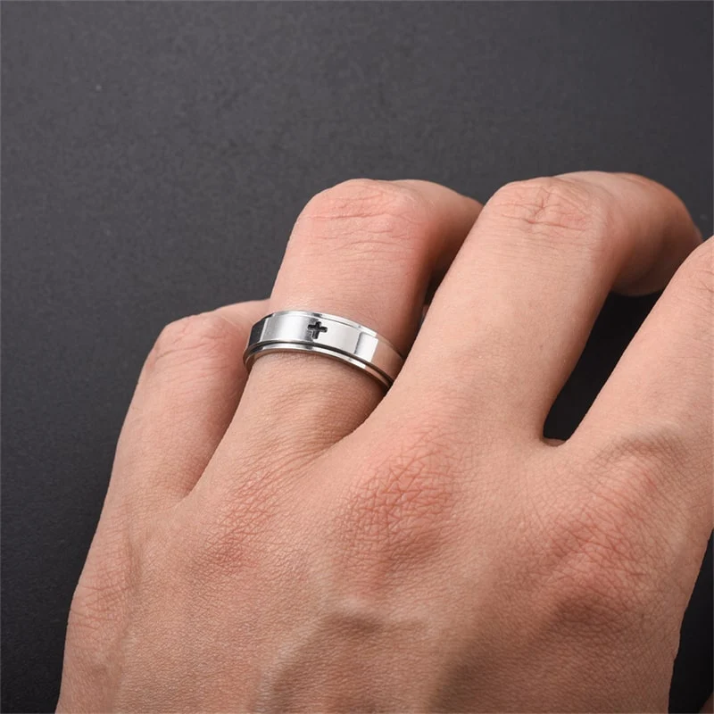 Bague anti-stress Croix tournante