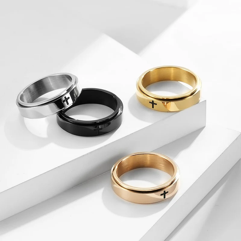 Bague anti-stress Croix tournante