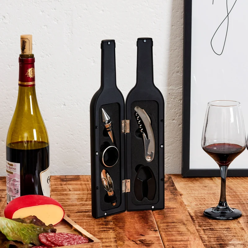 COFFRET BOUTEILLE 5 ACCESSOIRES VIN MEILLEUR PAPA