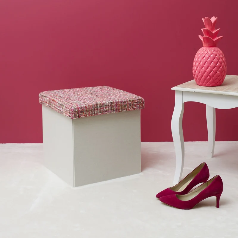 POUF PLIABLE TWEED ROSE
