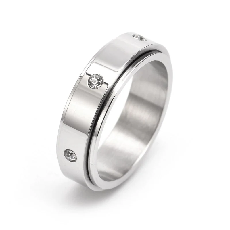 Bague anti-stress cristal tournoyante.