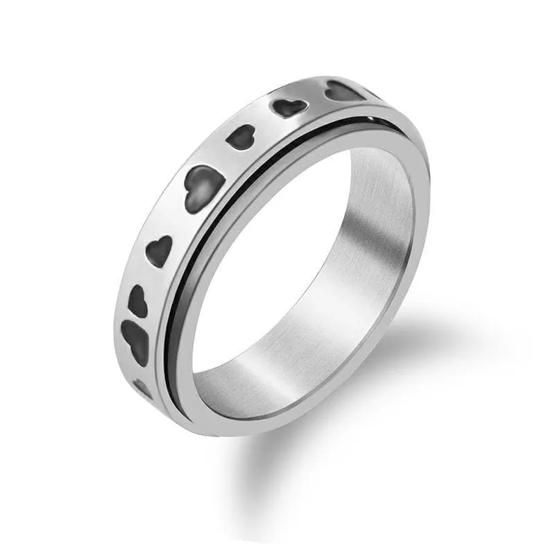 Bague anti-stress coeur tournant