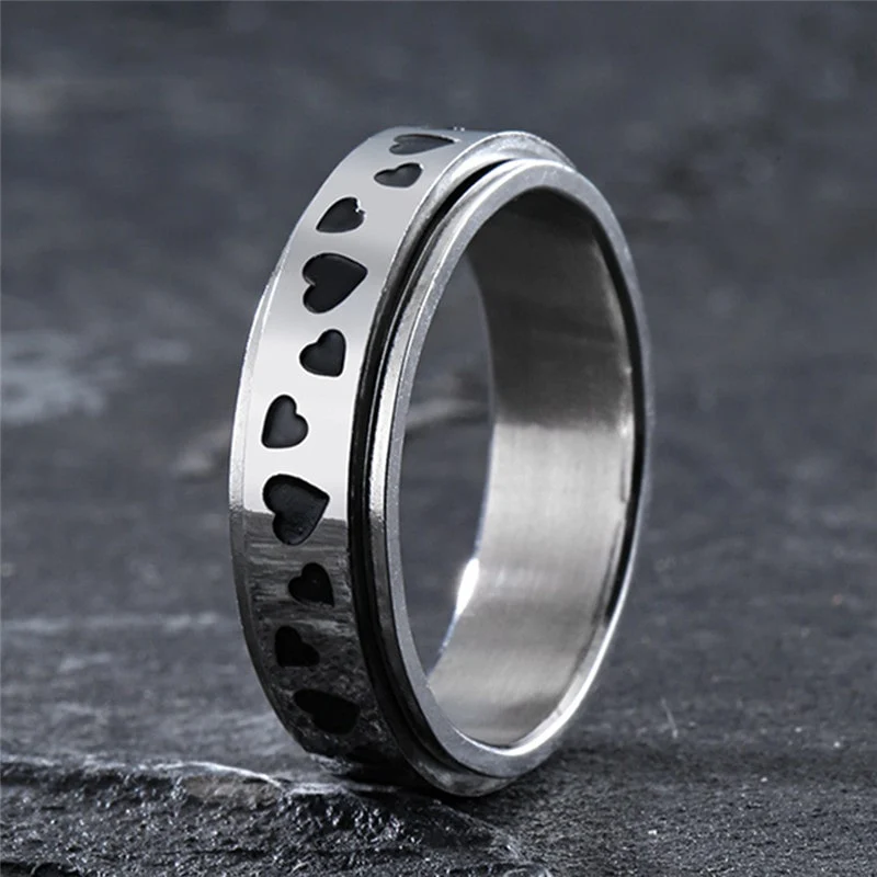 Bague anti-stress coeur tournant