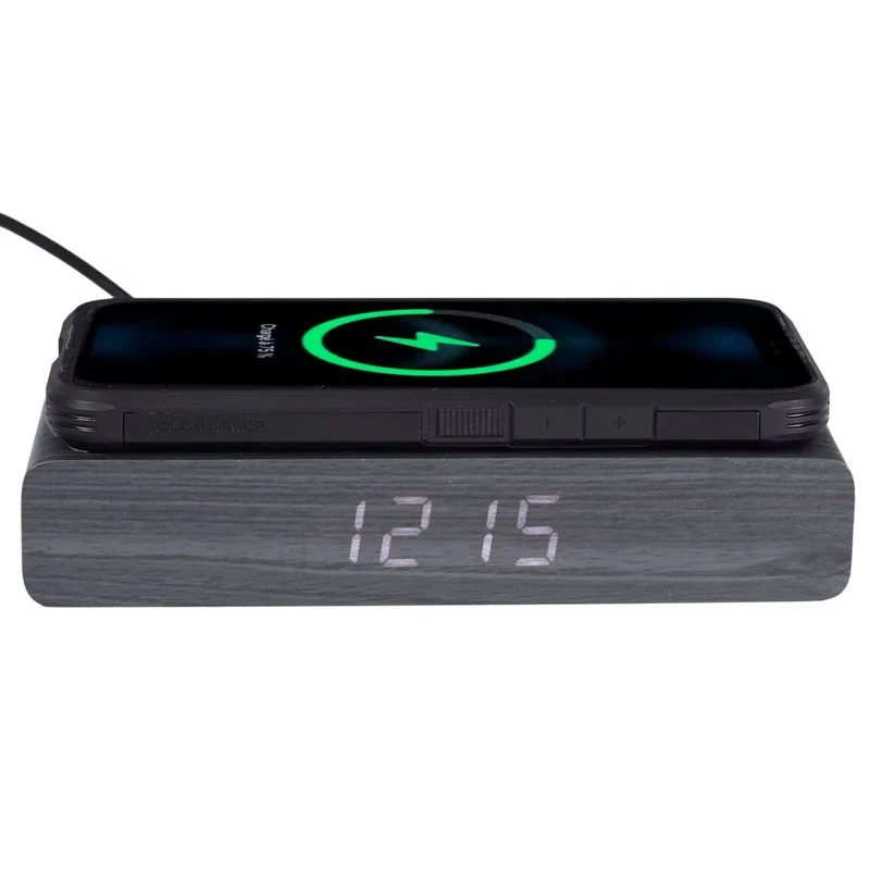 REVEIL CHARGEUR BOIS NOIR