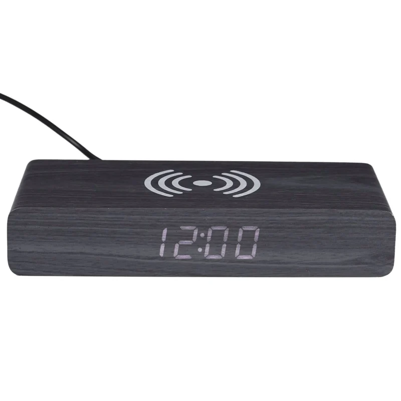 REVEIL CHARGEUR BOIS NOIR