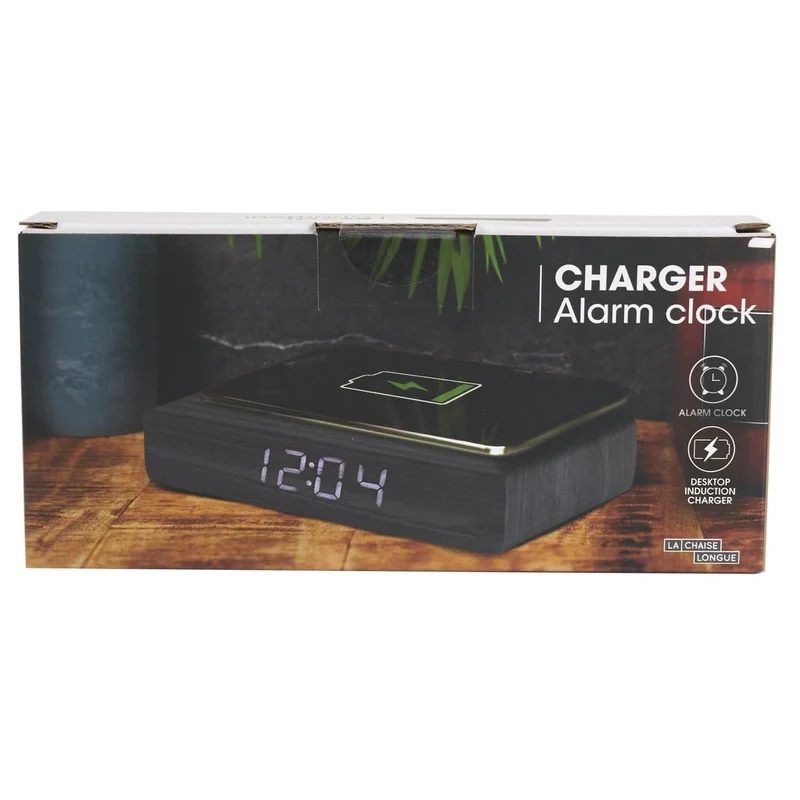 REVEIL CHARGEUR BOIS NOIR