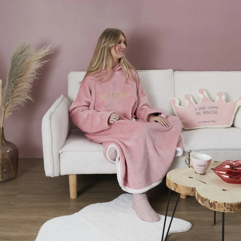 SWEAT PLAID BOMBASSE ROSE
