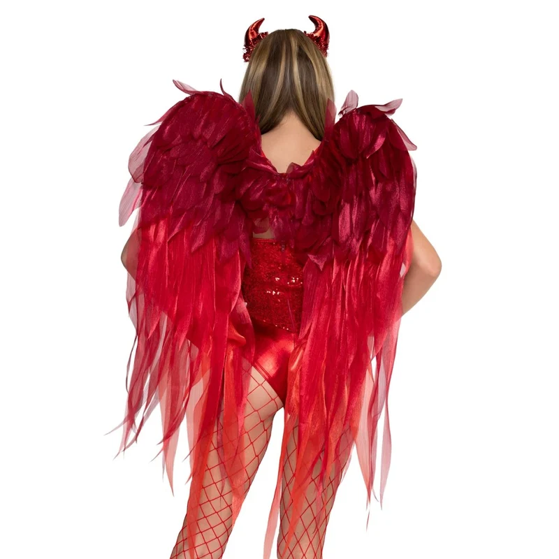 Devil Ombre Chiffon Wings and Horns for Adults