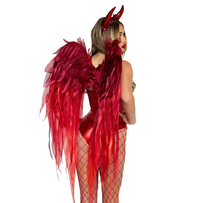 Devil Ombre Chiffon Wings and Horns for Adults