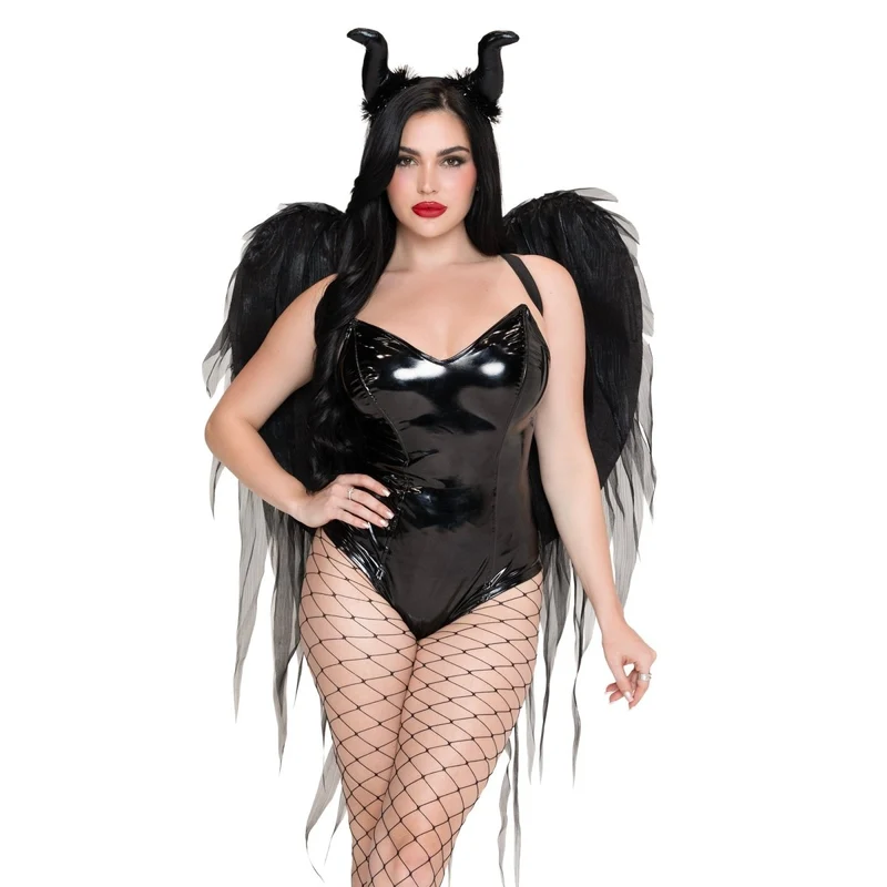 Dark Enchantress Chiffon Wings and Horns for Adults