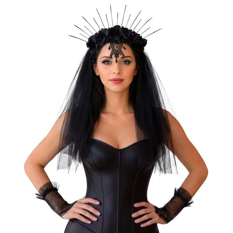 Gothic Accessory Kit for Adults, Headband and Gloves
