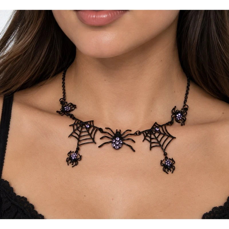 Spider Necklace for Adults, Witch Costume Accessories
