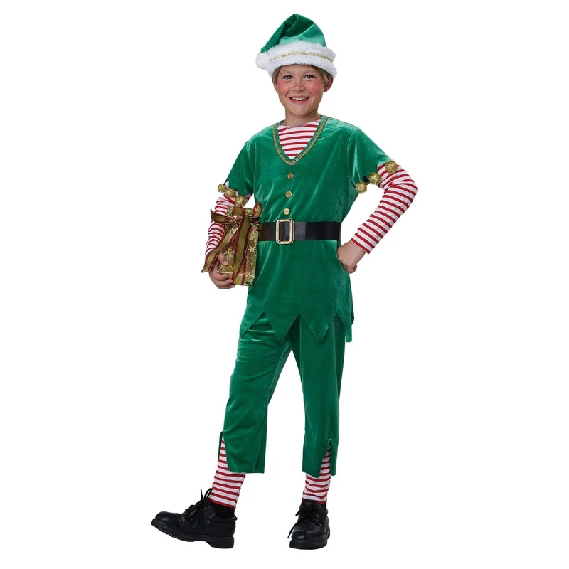 Joyful Christmas Elf Costume for Kids, Tunic, Pants and Hat
