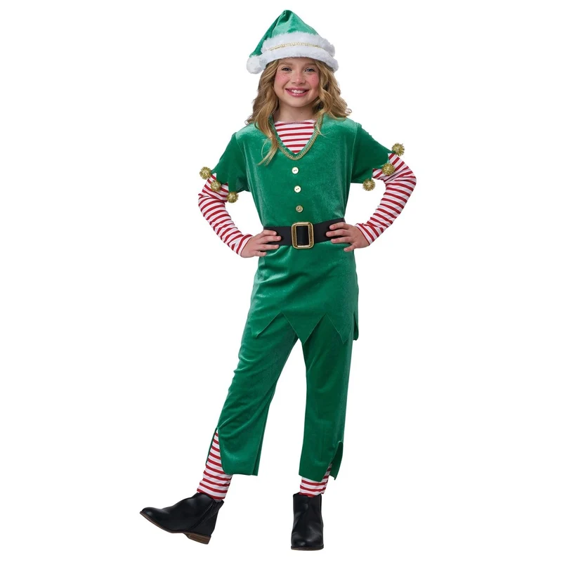 Joyful Christmas Elf Costume for Kids, Tunic, Pants and Hat