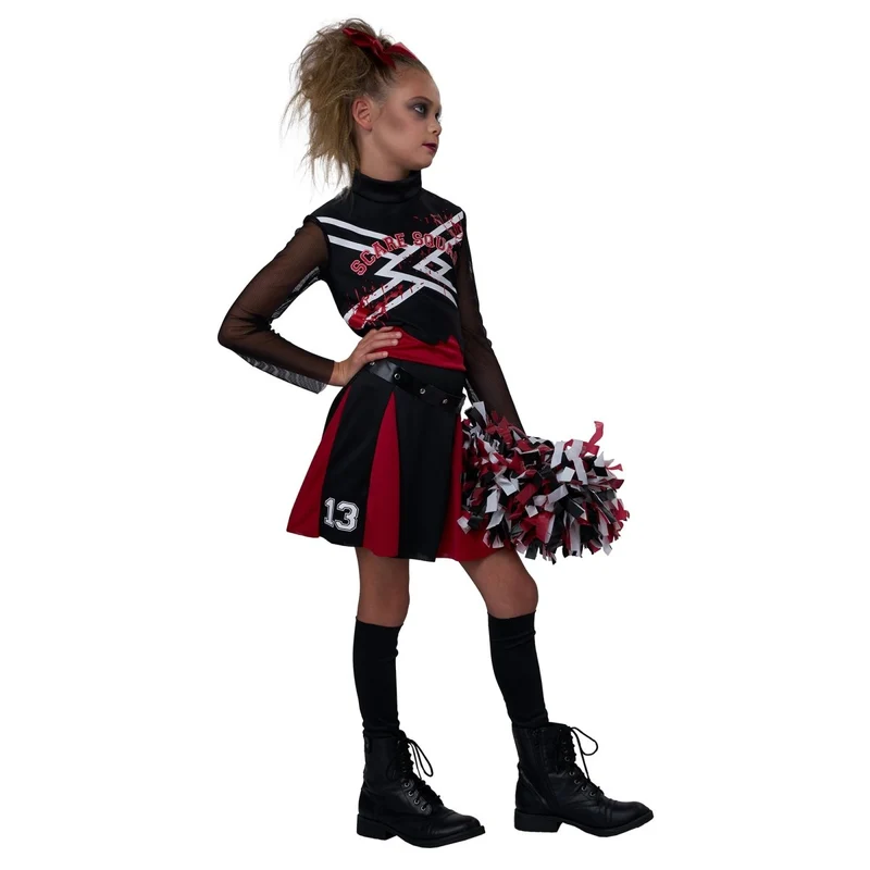 Scare Squad Cheerleader Costume for Kids, Dress, Hair Bow and Pom Pom