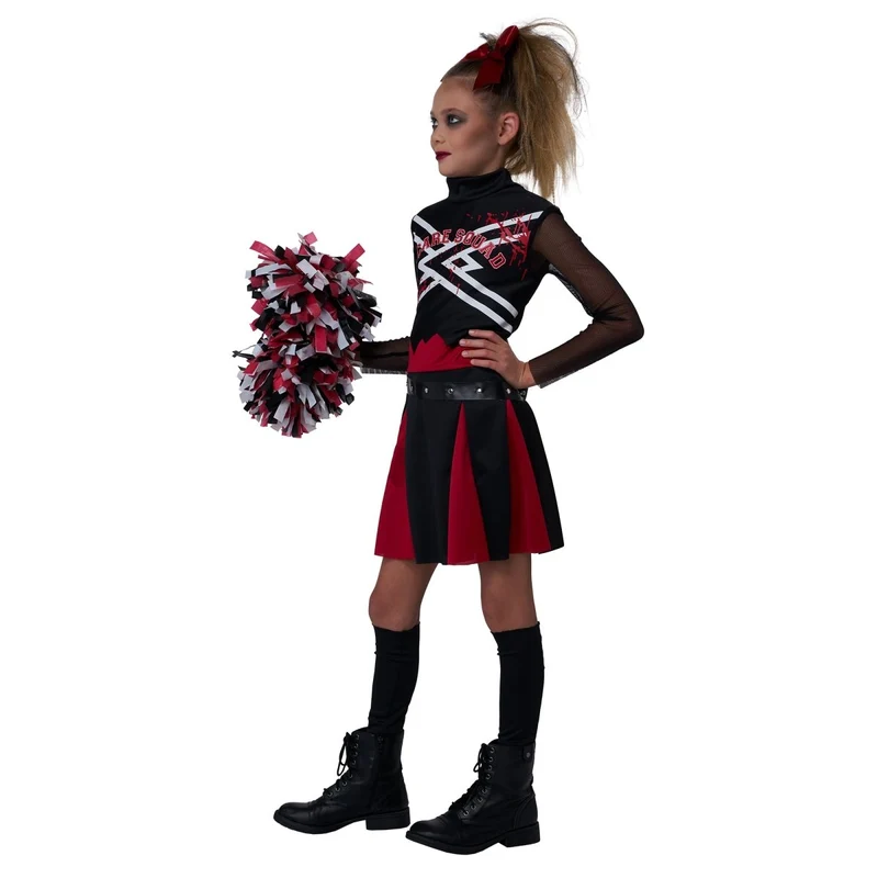 Scare Squad Cheerleader Costume for Kids, Dress, Hair Bow and Pom Pom