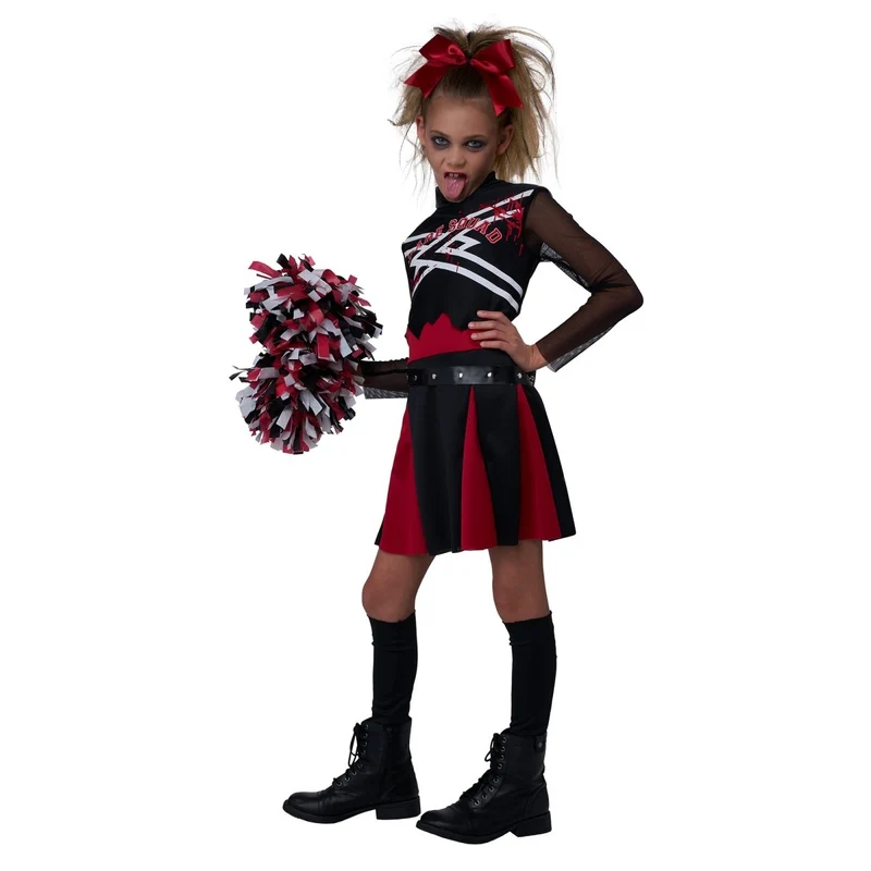 Scare Squad Cheerleader Costume for Kids, Dress, Hair Bow and Pom Pom