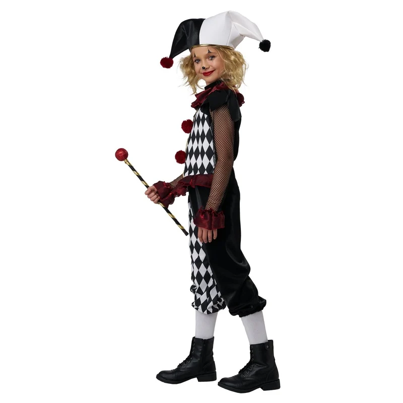 Mischievous Jester Costume for Kids, Shirt, Pants and Hat