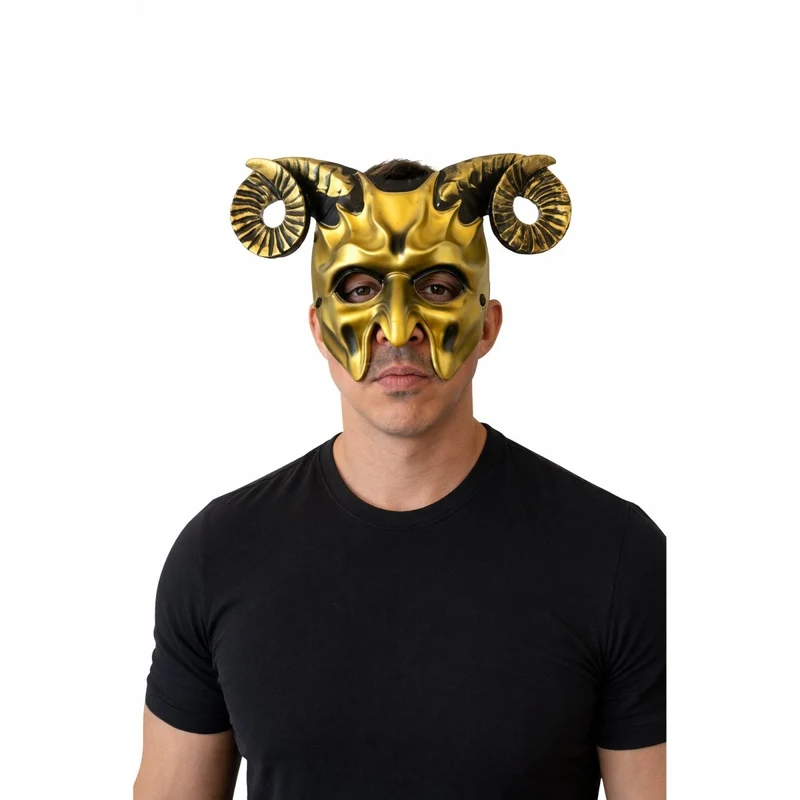 Gold Demon Mask for Adults, Devil Costume Accessories