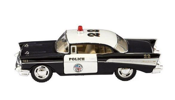 Die Cast Police Car Bel Air Black Pull Back - Voiture de police Bel Air noire en métal moulé sous pression à rétrofriction