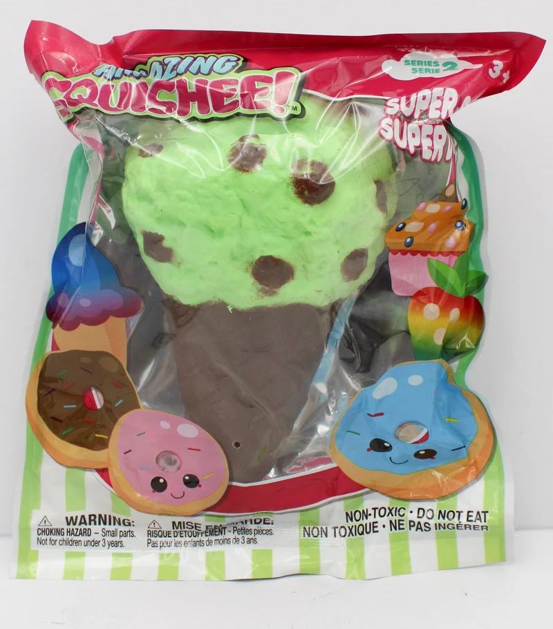 Grin Studios Amazing Squishee Food Mint Chip Cone 7.5x9.5in