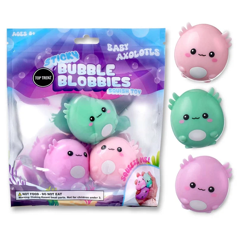 Top Trenz Sticky Bubble Blobbies Baby Axolotl Squish Toy