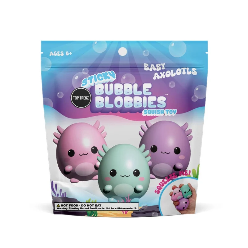 Top Trenz Sticky Bubble Blobbies Baby Axolotl Squish Toy