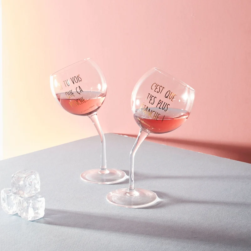 COFFRET 2 VERRES PENCHES DORES